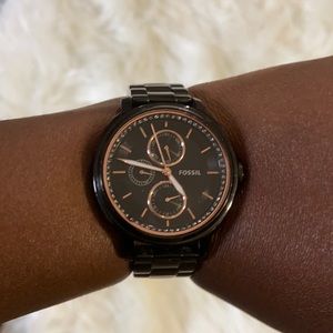 Fossil Black Watch with Rose Gold Details